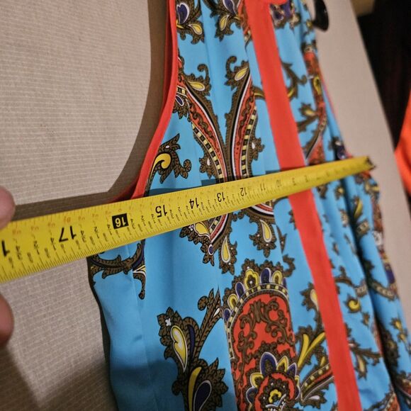 Nicole By Nicole Miller Paisley Blouse High Low Sz Medium Retro Bright Boho Chic - Picture 5 of 8